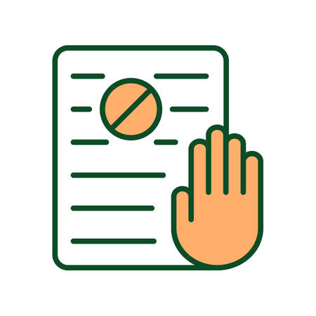 Legal restrictions RGB color icon. Forbidden by law. Criminalizing hate speech. Human rights protection. Restricted freedom of expression Isolated vector illustration. Simple filled line drawingのイラスト素材