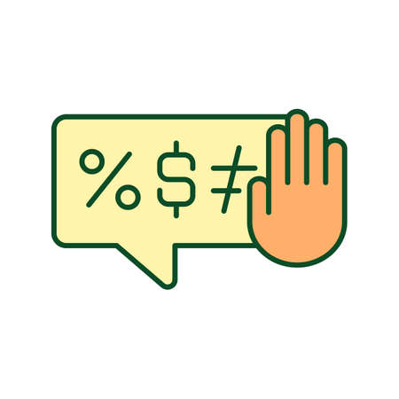 Regulating online hate speech RGB color icon. Sensitive and harassing content reporting. Blocking hateful comments on online platform. Isolated vector illustration. Simple filled line drawingのイラスト素材