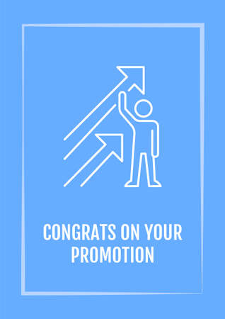 Congrats on your promotion postcard with linear glyph icon. Greeting card with decorative vector design. Simple style poster with creative lineart illustration. Flyer with holiday wishのイラスト素材