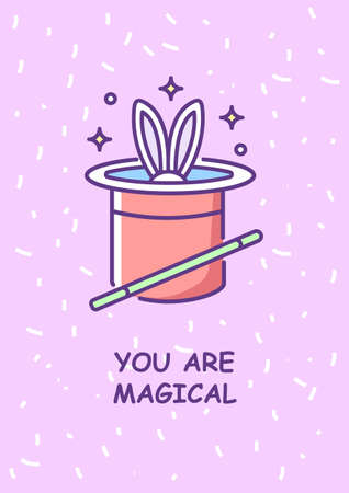 You are magical greeting card with color icon element. Positive message. Adorable wishing. Postcard vector design. Decorative flyer with creative illustration. Notecard with congratulatory messageのイラスト素材