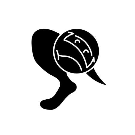 Ringworm black glyph icon. Common skin infection. Animal affecting fungal disease. Hair loss illness causing. Red and itchy rash. Silhouette symbol on white space. Vector isolated illustrationのイラスト素材