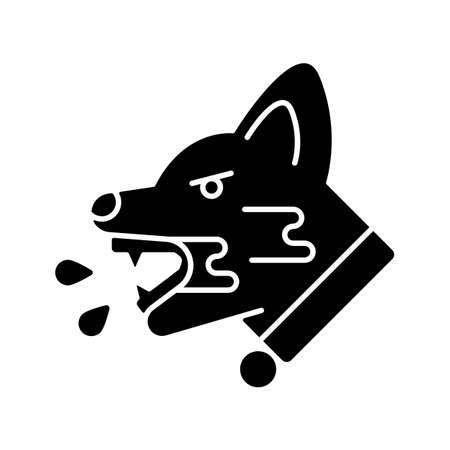 Rabies black glyph icon. Viral pet disease. Virus transmitted through bite. Illness with fatal clinical symptoms. Animal infection. Silhouette symbol on white space. Vector isolated illustrationのイラスト素材