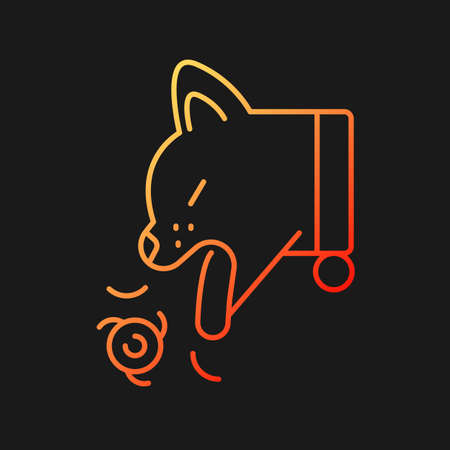 Hairballs gradient vector icon for dark theme. Hair collection formed in stomach. Cat stomach content vomiting. Thin line color symbol. Modern style pictogram. Vector isolated outline drawingのイラスト素材