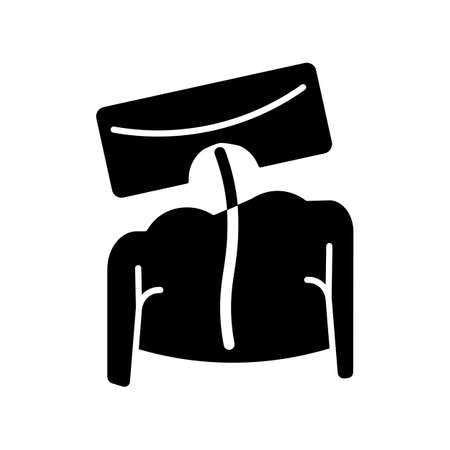 Rib hump black glyph icon. Primary scoliosis indicator. Rib height asymmetry and protrusion. Rib cage deformation. Spinal curvature. Silhouette symbol on white space. Vector isolated illustrationのイラスト素材