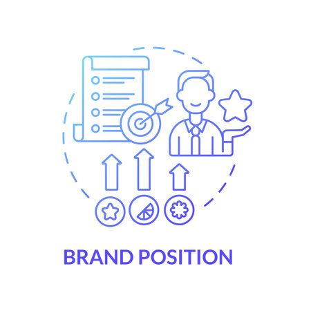 Brand position blue gradient concept icon. Company value. Marketing strategy. Service awareness. Brand planning abstract idea thin line illustration. Vector isolated outline color drawingのイラスト素材