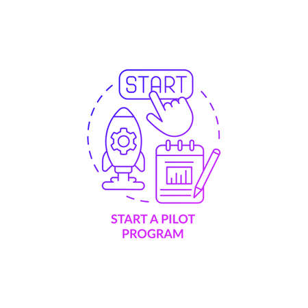 Initiate a pilot program concept icon. Research new technology. Launch short time project. Short period experiment abstract idea thin line illustration. Vector isolated outline color drawingのイラスト素材