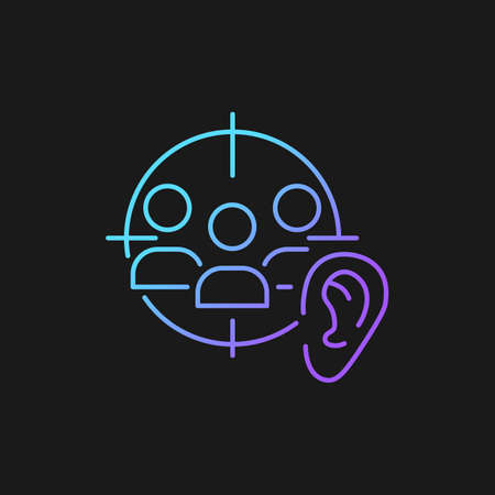 Active listening gradient vector icon for dark theme. Developing empathy. Show understanding in digital age. Thin line color symbol. Modern style pictogram. Vector isolated outline drawingのイラスト素材