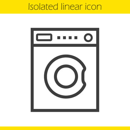 Washing machine linear icon. Thin line illustration. Washer contour symbol. Vector isolated outline drawingのイラスト素材