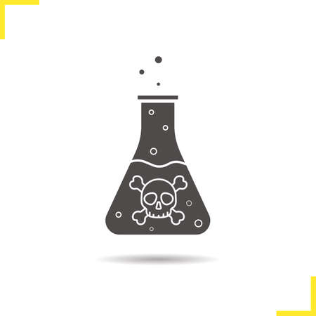 Poison icon. Drop shadow crossbones silhouette symbol. Boiling danger liquid with bubbles. Negative space. Vector isolated illustrationのイラスト素材