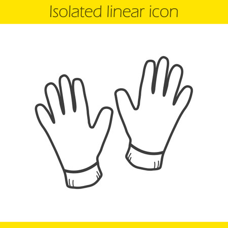 Gloves linear icon. Thin line illustration. Leather gloves contour symbol. Vector isolated outline drawingのイラスト素材