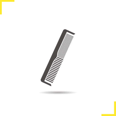Comb icon. Drop shadow hair brush silhouette symbol. Men and women comb. Vector isolated illustrationのイラスト素材