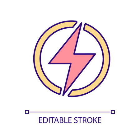 Reliable energy sources RGB color icon. Affordable electricity. Safe power source. Renewable fuel sources. Nuclear energy. Isolated vector illustration. Simple filled line drawing. Editable strokeのイラスト素材