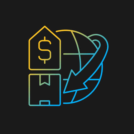 International shipping price gradient vector icon for dark theme. Worldwide goods delivery costs. Business offer. Thin line color symbol. Modern style pictogram. Vector isolated outline drawingのイラスト素材