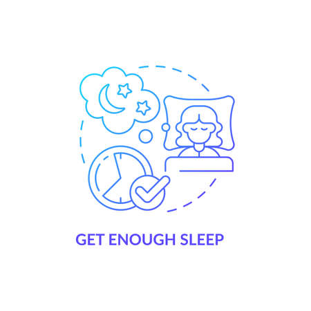 Get enough sleep blue gradient concept icon. Mental health during pregnancy abstract idea thin line illustration. Avoid complications. Boost immune system. Vector isolated outline color drawingのイラスト素材