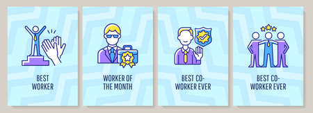 Workers appreciation day celebration greeting card with color icon element set. Postcard vector design. Decorative flyer with creative illustration. Notecard with congratulatory messageのイラスト素材