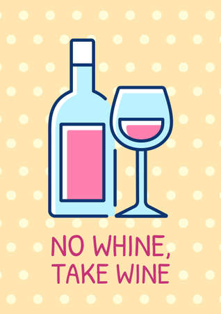 Drinking wine together greeting card with color icon element. Tasting favorite beverage. Postcard vector design. Decorative flyer with creative illustration. Notecard with congratulatory messageのイラスト素材