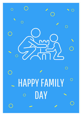 Celebrate family day postcard with linear glyph icon. Unconditional love. Greeting card with decorative vector design. Simple style poster with creative lineart illustration. Flyer with holiday wishのイラスト素材