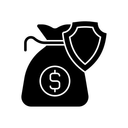 Business income insurance black glyph icon. Business interruption insurance policy. Financial protection of entrepreneurs. Silhouette symbol on white space. Vector isolated illustrationのイラスト素材