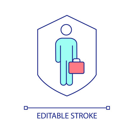 General insurance for employee RGB color icon. Corporate coverage for company workers. Workplace benefit. Isolated vector illustration. Simple filled line drawing. Editable stroke. Arial font usedのイラスト素材