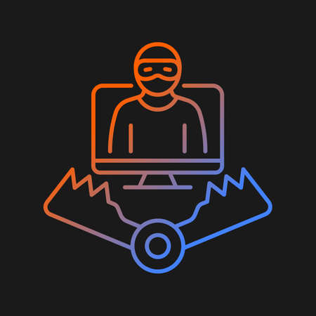 Honeypot gradient vector icon for dark theme. Trap for attackers. Deceptive method of cybersecurity. Luring hackers. Thin line color symbol. Modern style pictogram. Vector isolated outline drawingのイラスト素材