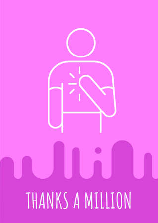 Thanks million postcard with linear glyph icon. Thank you very much. Greeting card with decorative vector design. Simple style poster with creative lineart illustration. Flyer with holiday wishのイラスト素材