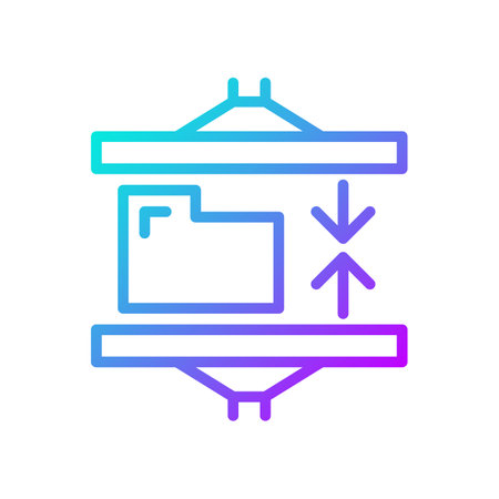 Data compression technique gradient linear vector icon. Digital information storage. Data mining technology. Thin line color symbol. Modern style pictogram. Vector isolated outline drawingのイラスト素材