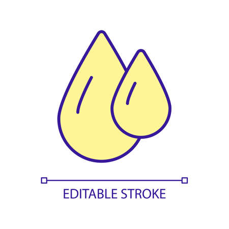 Cosmetic oil for skin moisturizing RGB color icon. Dry skincare. beauty and skincare routine. Isolated vector illustration. Simple filled line drawing. Editable stroke. Arial font usedのイラスト素材