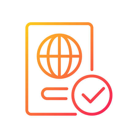 Passport control gradient linear vector icon. border protection. Passenger id for check in. international migration. thin line color symbol. Modern style pictogram. Vector isolated outline drawingのイラスト素材