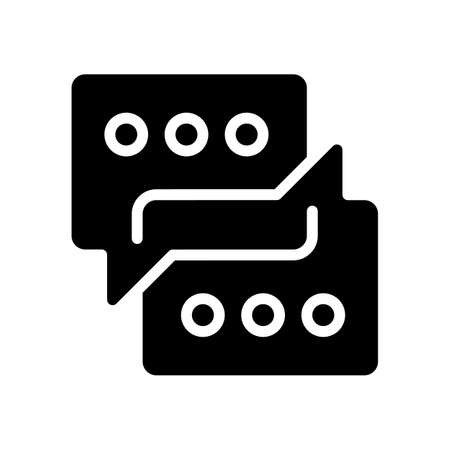 Sharing opinions black glyph icon. Discussion of project. Conversation for collaboration. professional partnership. Silhouette symbol on white space. solid pictogram. Vector isolated illustrationのイラスト素材