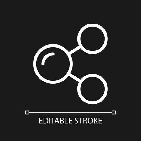 Social media sharing pixel perfect white linear icon for dark theme. marketing strategy. online store. thin line illustration. Isolated symbol for night mode. Editable stroke. Arial font usedのイラスト素材