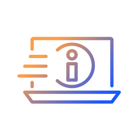 Obtaining information gradient linear vector icon. search data. Phishing prevention. Information security online. thin line color symbol. Modern style pictogram. Vector isolated outline drawingのイラスト素材