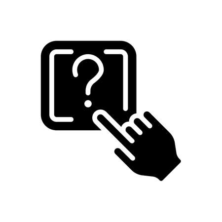 Question button black glyph icon. Request to technical support. Looking for problem solving. online help. Silhouette symbol on white space. solid pictogram. Vector isolated illustrationのイラスト素材