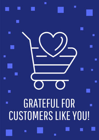 Appreciate our customers postcard with linear glyph icon. Greeting card with decorative vector design. Simple style poster with creative lineart illustration. flyer with holiday wishesのイラスト素材