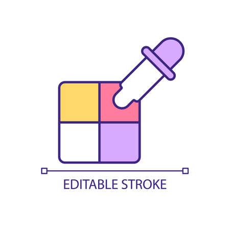 Choosing color shade for design RGB color icon. Simple palette of icon. Color samples and pipette tool. Isolated vector illustration. Simple filled line drawing. Editable stroke. Arial font usedのイラスト素材