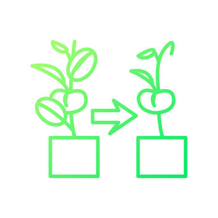 Withered plant gradient linear vector icon. Fading and wilting flowers and houseplants. indoor gardening hobby. thin line color symbol. Modern style pictogram. Vector isolated outline drawingのイラスト素材