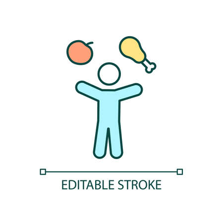Access to food RGB color icon. food security. Affordable products. Healthy and safe nutrition. Isolated vector illustration. Simple filled line drawing. Editable stroke. Arial font usedのイラスト素材