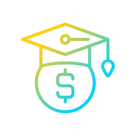 Scholarship gradient linear vector icon. financial support for students. Bonus for outstanding academic result. thin line color symbol. Modern style pictogram. Vector isolated outline drawingのイラスト素材