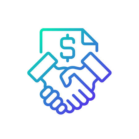 Contract gradient linear vector icon. business operation. Formal document. binding agreement. legal responsibility. thin line color symbol. Modern style pictogram. Vector isolated outline drawingのイラスト素材