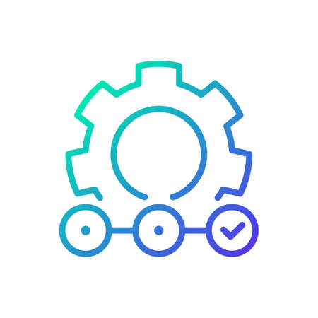 Supply chain gradient linear vector icon. Delivering goods and services. logistics management. products transportation. thin line color symbol. Modern style pictogram. Vector isolated outline drawingのイラスト素材