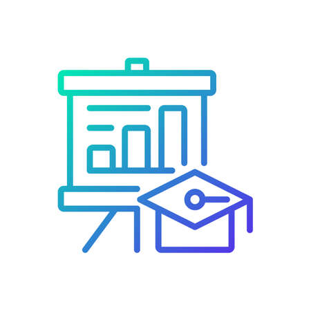 Business training gradient linear vector icon. career growth. professional skills. Improving employee performance. thin line color symbol. Modern style pictogram. Vector isolated outline drawingのイラスト素材