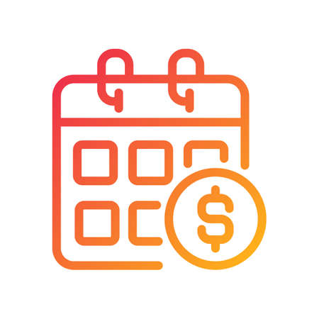 Salary pixel perfect gradient linear vector icon. monthly income. Regular paycheck. annual earning schedule. Paid leave. thin line color symbol. Modern style pictogram. Vector isolated outline drawingのイラスト素材