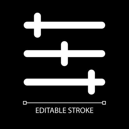 Configuration options white linear ui icon for dark theme. personalize and adjust. control tool. Vector line pictogram. Isolated user interface symbol for night mode. Editable stroke. Arial font usedのイラスト素材