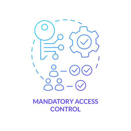 Mandatory access control blue gradient concept icon. Security management abstract idea thin line illustration. Set of levels for permissions. Isolated outline drawing. Myriad Pro-Bold font used