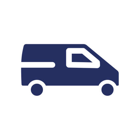Delivery van black glyph ui icon. courier service. Parcel transportation. user interface design. Silhouette symbol on white space. Solid pictogram for web, mobile. isolated vector illustrationのイラスト素材