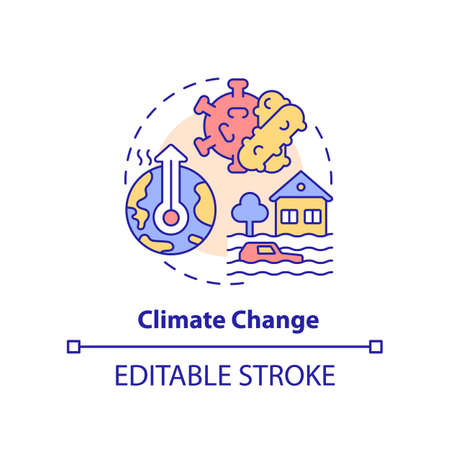 Climate change concept icon. Reason for increased risk of pandemic abstract idea thin line illustration. Isolated outline drawing. Editable stroke. Arial, Myriad Pro-Bold fonts usedのイラスト素材