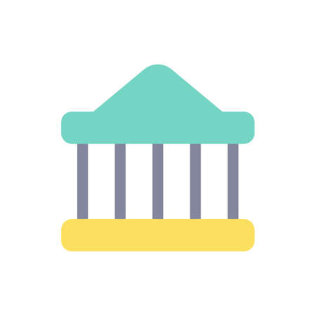 Bank flat color ui icon. government building. Courthouse architecture. banking services. Simple filled element for mobile app. Colorful solid pictogram. Vector isolated RGB illustrationのイラスト素材