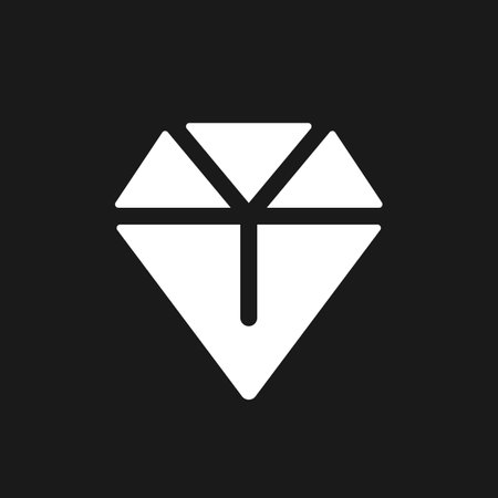 Diamond dark mode glyph ui icon. Richness and abundance. Brilliant. user interface design. White silhouette symbol on black space. Solid pictogram for web, mobile. Vector isolated illustrationのイラスト素材