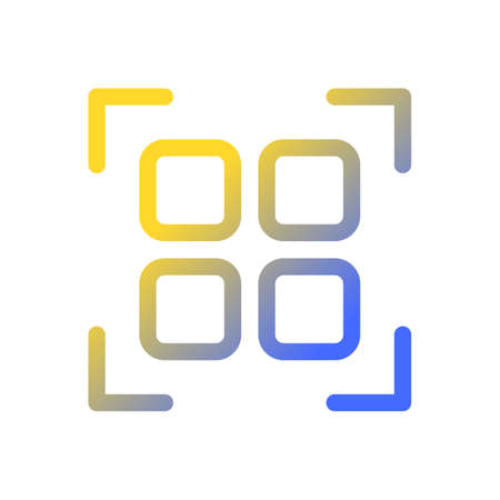 Scan qr code pixel perfect gradient linear ui icon. Decode digital information with smartphone. Line...