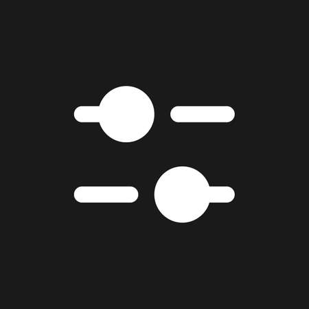Horizontal adjust dark mode glyph ui icon. equalizer. sound option. user interface design. White silhouette symbol on black space. Solid pictogram for web, mobile. Vector isolated illustrationのイラスト素材