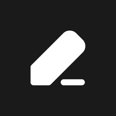 Note taking dark mode glyph ui icon. Editing text. digital notebook. user interface design. White...